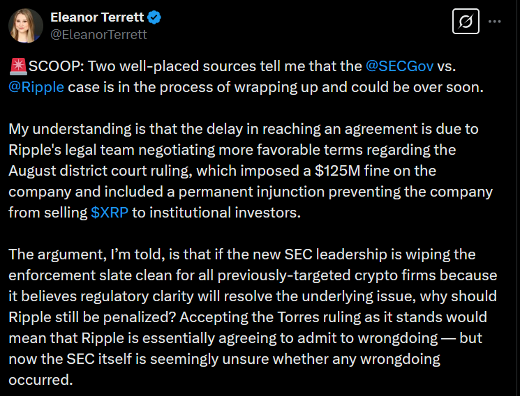 Eleanor Terrett on ripple xrp SEC case